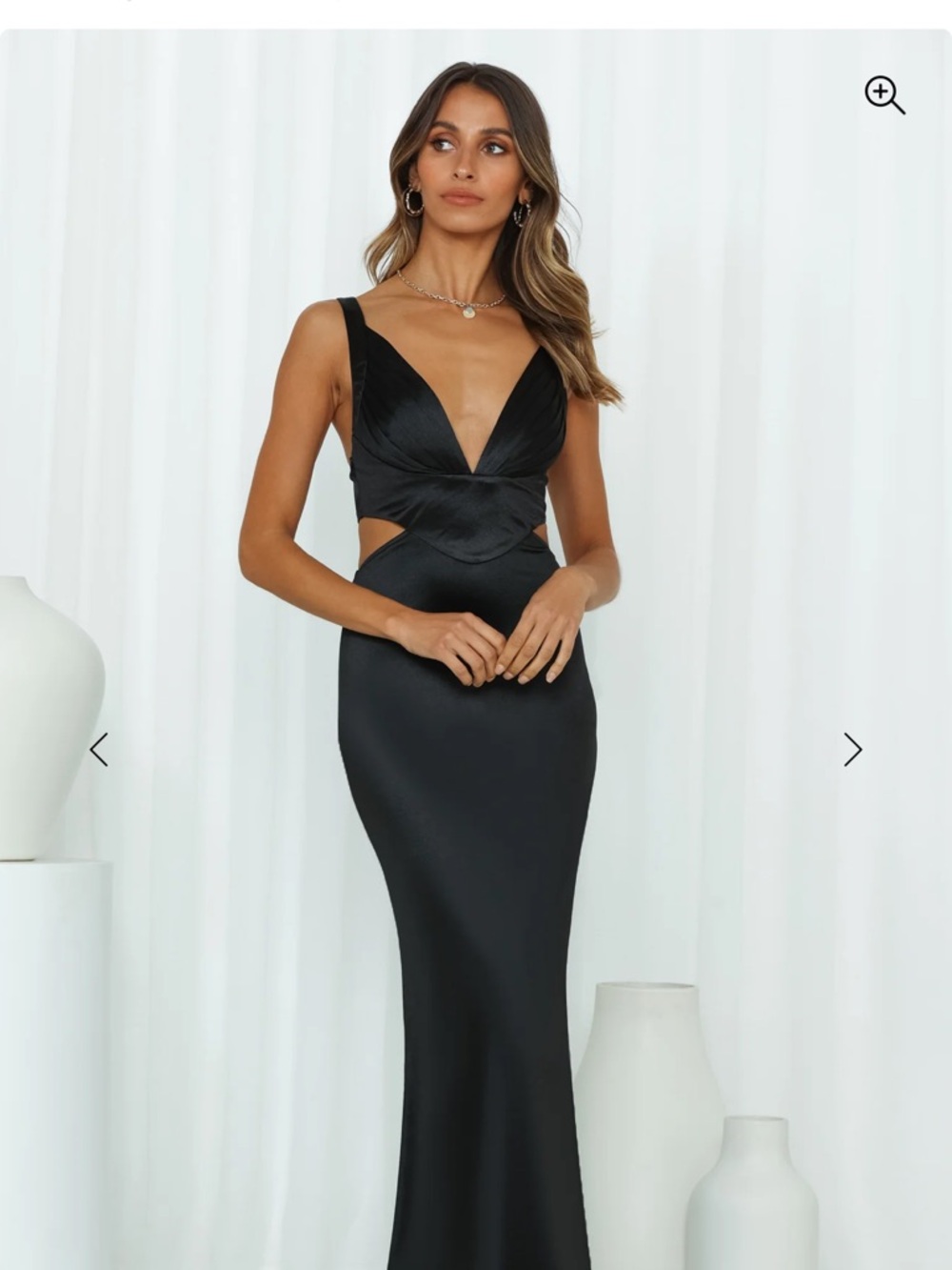 Hello Molly Black Satin Cutout Maxi Dress